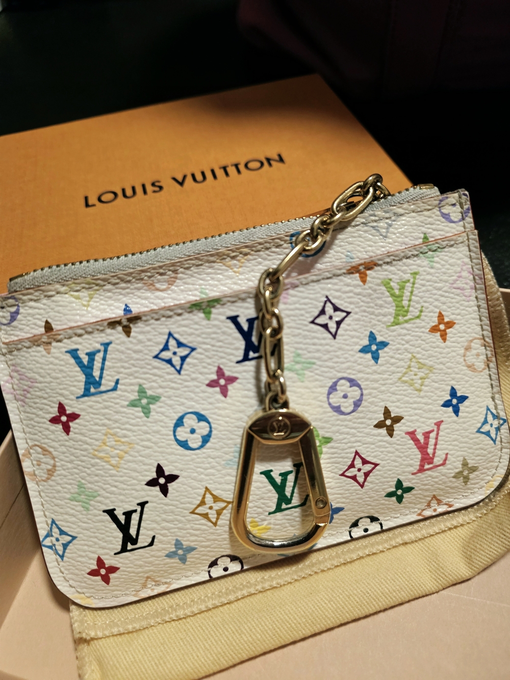 Louis Vuitton Takashi Murakami White Multicolor Monogram Key & Card Pouch